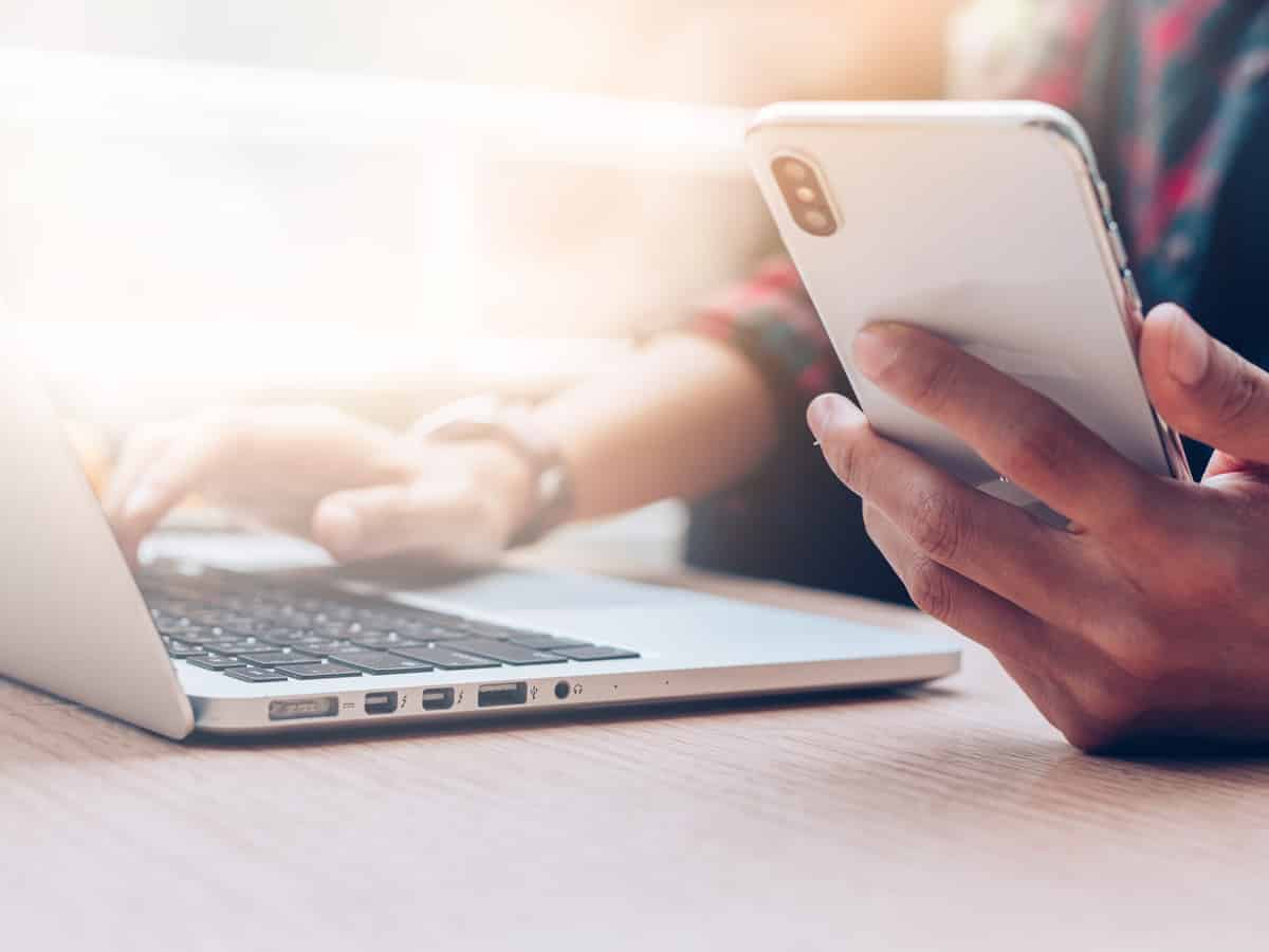 Using laptop and Phone